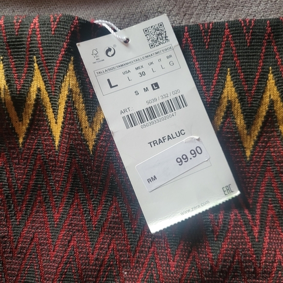 Zara Trafaluc Zigzag Patterned Fitted Skirt L - Picture 5 of 6